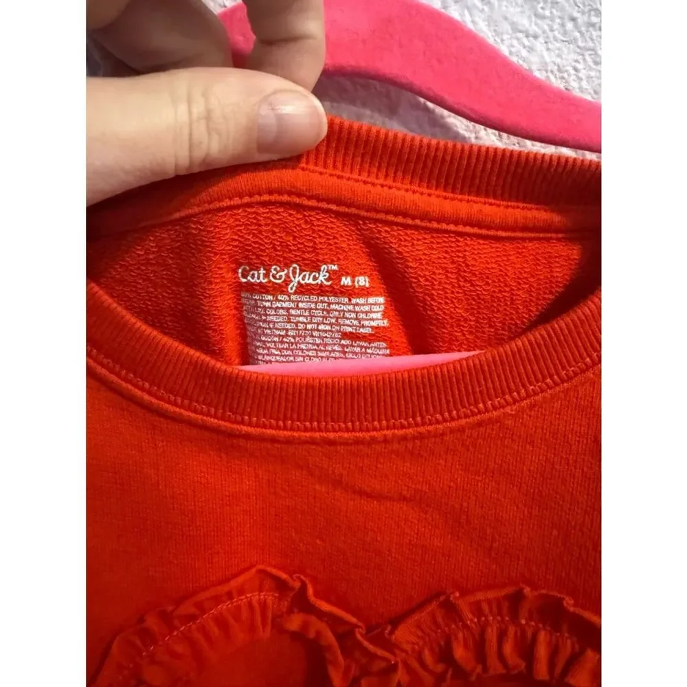 Cat & Jack Red Heart Appliqué Sweatshirt Dress Sz M (8)